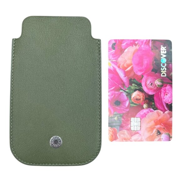 Hermes Swift Chevre Calfskin Olive Green Credit Card Drivers License Wallet - Picture 3 of 12